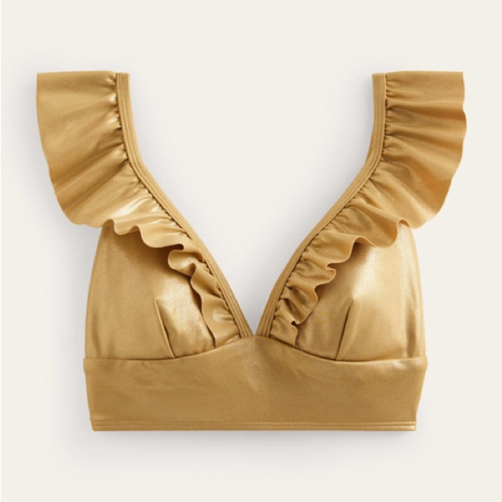 Gold Ruffled Women's Bralette